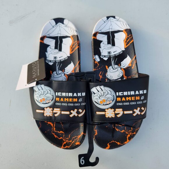 NEW Naruto Anime Ramen Men’s Size 9 Slippers Sandals Slides Shippuden Ichiraku - Picture 6 of 14